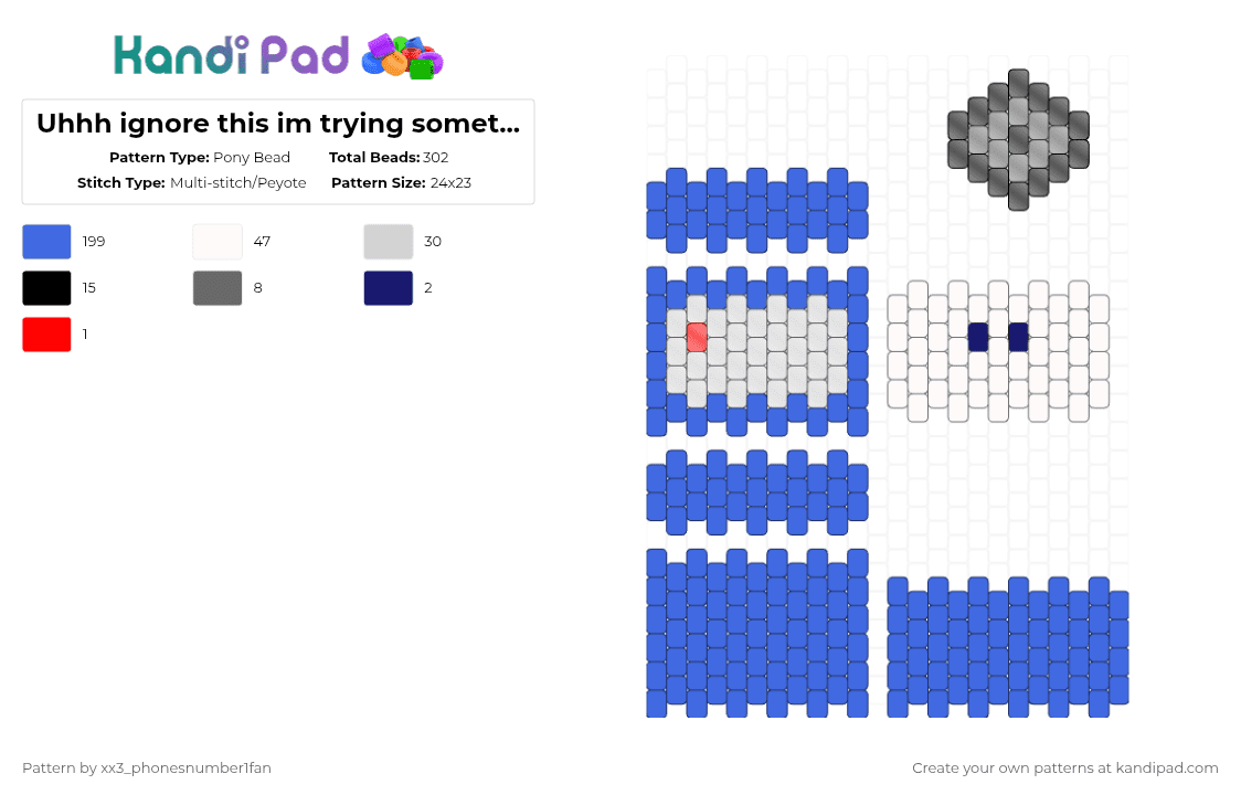 Uhhh ignore this im trying something - Pony Bead Pattern by c00p3r_maces_b1gest_glaz3r on Kandi Pad - blue