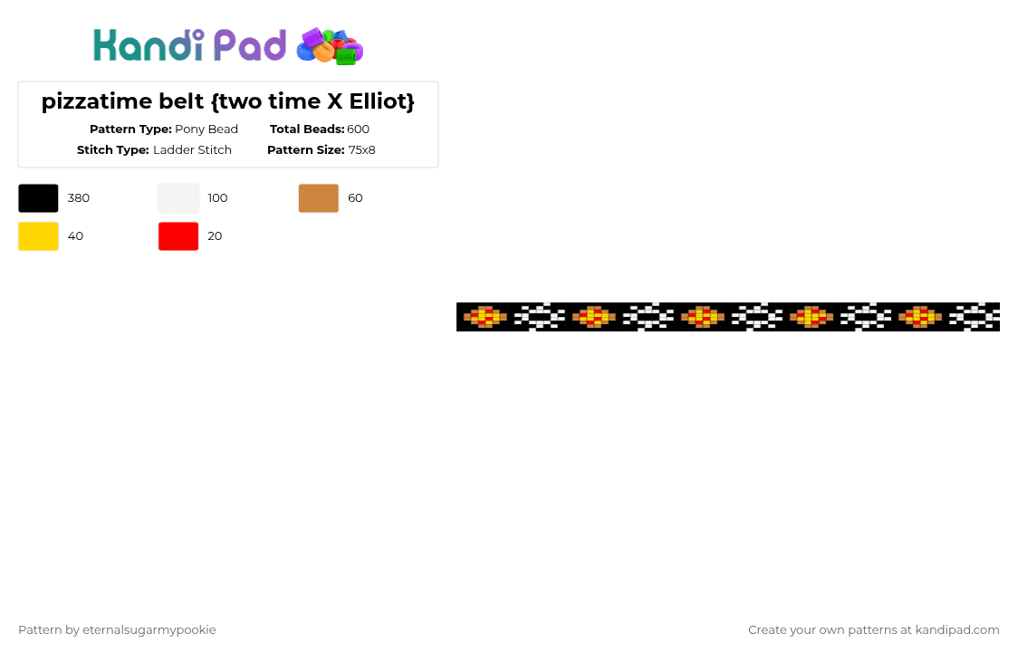 pizzatime belt {two time X Elliot} - Pony Bead Pattern by xx3_phonesnumber1fan on Kandi Pad - black,orange,yellow,forsaken,elliot,two time,pizzatime,elliot x two time