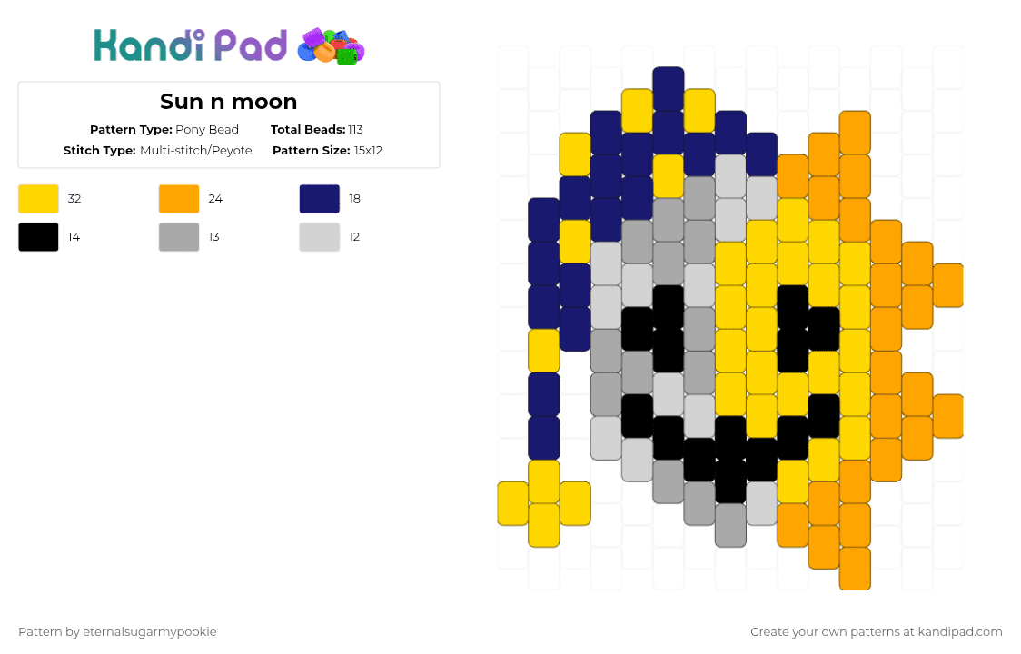 Sun n moon - Pony Bead Pattern by xx3_phonesnumber1fan on Kandi Pad - yellow,orange,fnaf,sun,moon,security breach