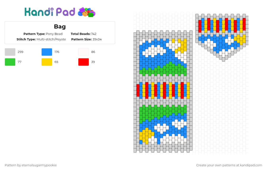Bag - Pony Bead Pattern by xx3_phonesnumber1fan on Kandi Pad - white,light blue