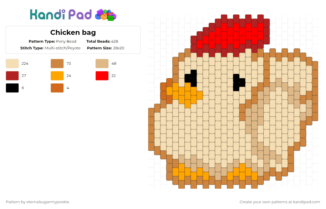 Chicken bag - Pony Bead Pattern by xx3_phonesnumber1fan on Kandi Pad - beige