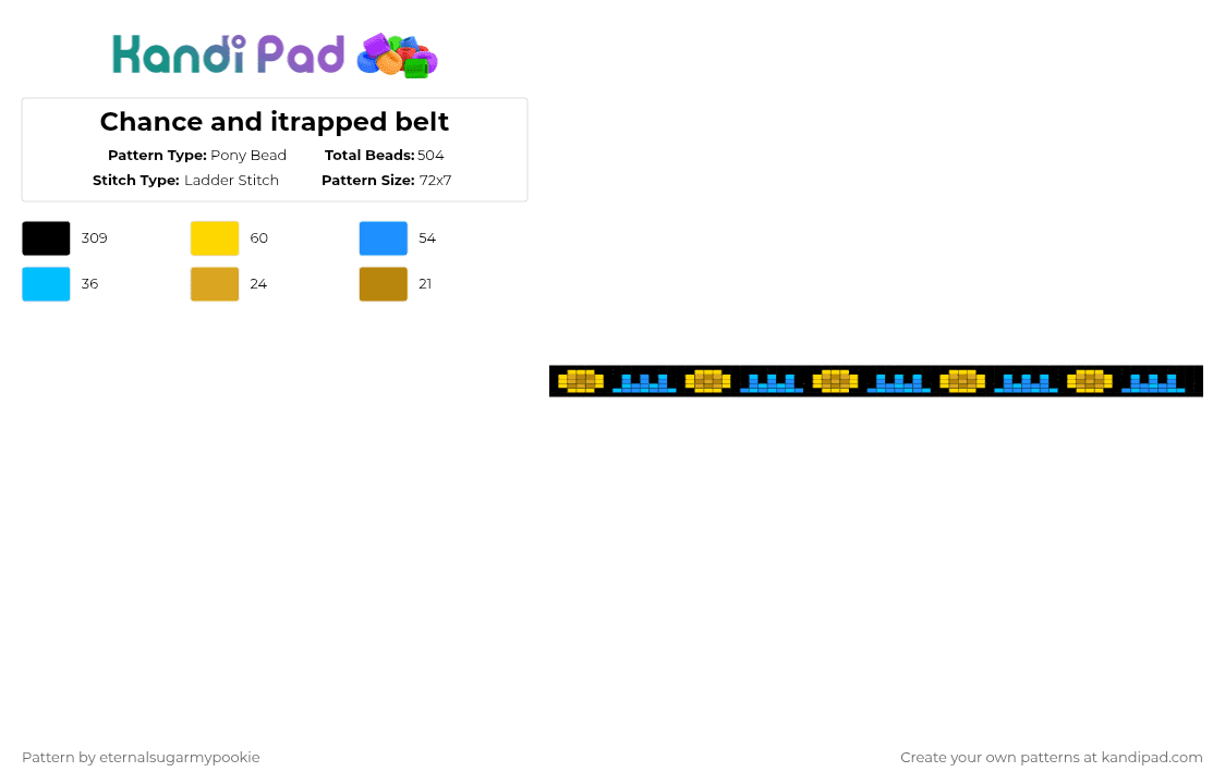 Chance and itrapped belt - Pony Bead Pattern by xx3_phonesnumber1fan on Kandi Pad - black,yellow,light blue,forsaken,chance,itrapped,ihavechildreninmybasement