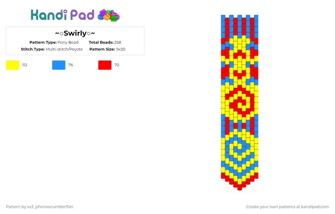 ~○Swirly○~ - Pony Bead Pattern by xx3_phonesnumber1fan on Kandi Pad - yellow