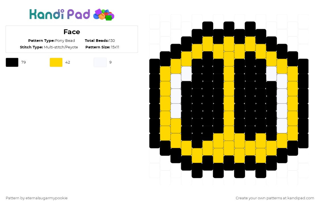 Face - Pony Bead Pattern by xx3_phonesnumber1fan on Kandi Pad - yellow