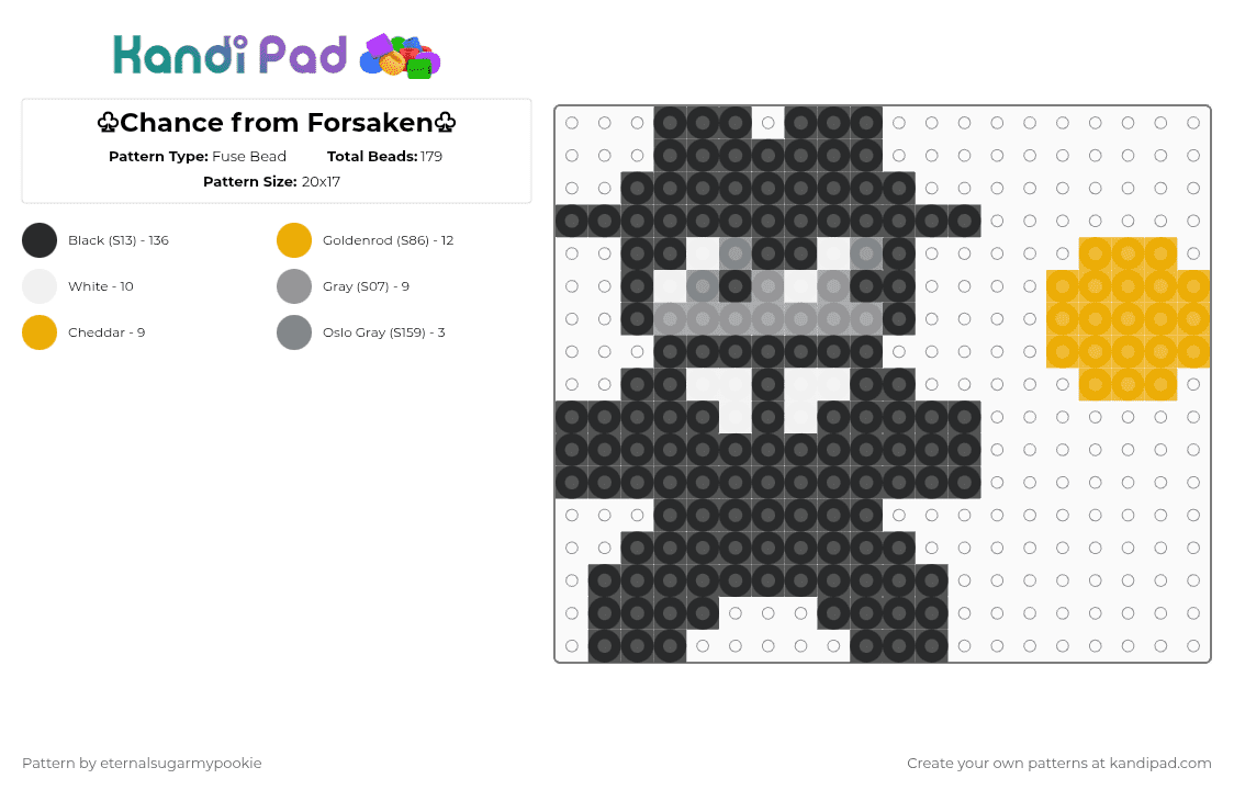 ♧Chance from Forsaken♧ - Fuse Bead Pattern by xx3_phonesnumber1fan on Kandi Pad - black,gray,orange,forsaken,gambling,chance