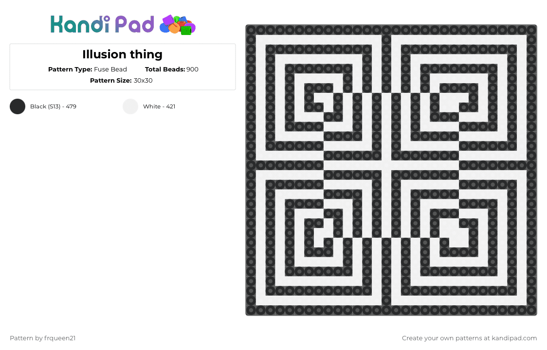 Illusion thing - Fuse Bead Pattern by frqueen21 on Kandi Pad - black, white