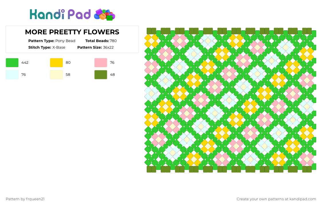 MORE PREETTY FLOWERS - Pony Bead Pattern by frqueen21 on Kandi Pad - green