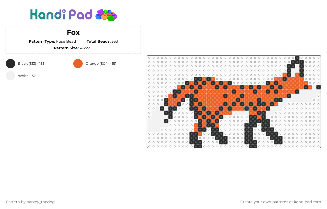 Fox Fuse Bead Pattern - Kandi Pad | Kandi Patterns, Fuse Bead Patterns ...