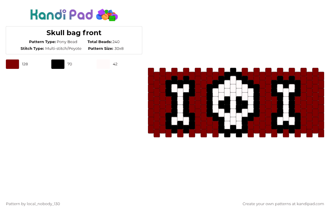 Skull bag front - Pony Bead Pattern by local_nobody_130 on Kandi Pad - brown