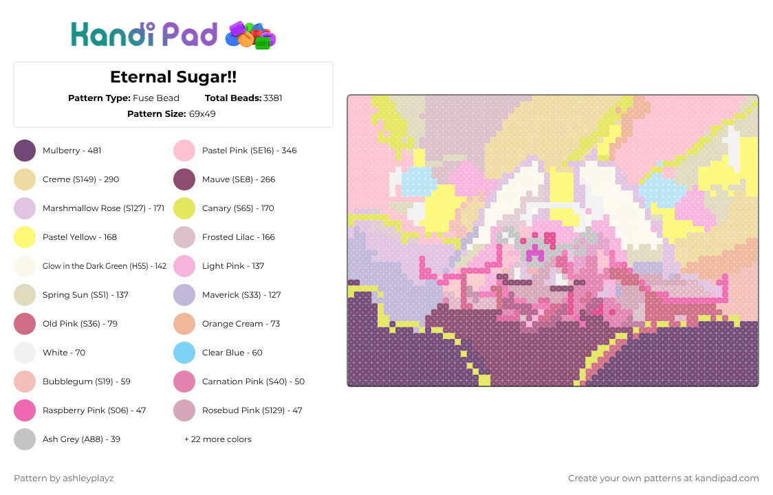 Eternal Sugar!! - Fuse Bead Pattern by ashleyplayz on Kandi Pad - pink,beige