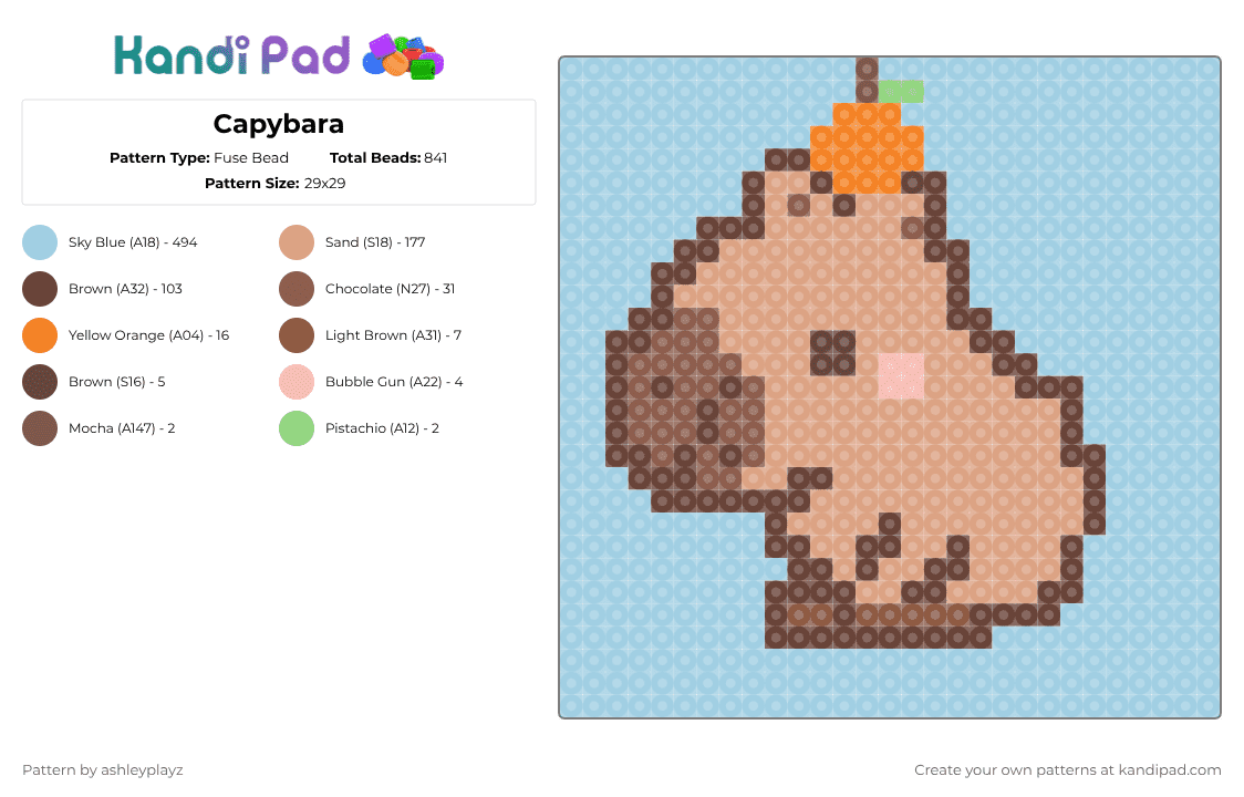Capybara Fuse Bead Pattern - Kandi Pad | Kandi Patterns, Fuse Bead ...
