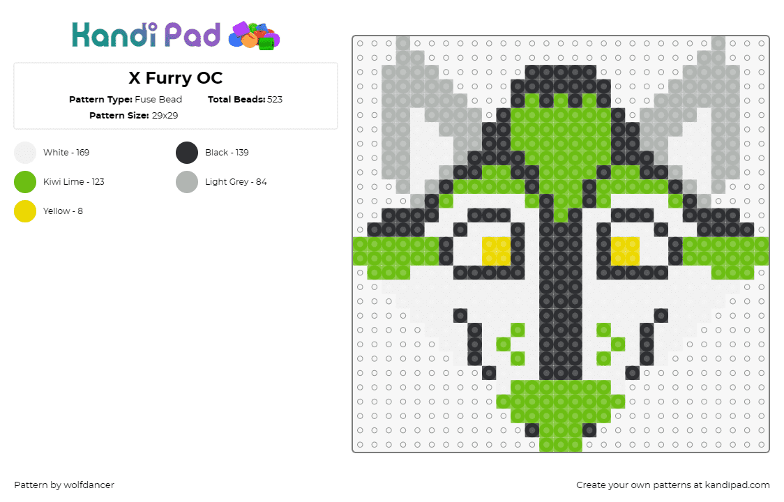 X Furry OC - Fuse Bead Pattern by wolfdancer on Kandi Pad - furry