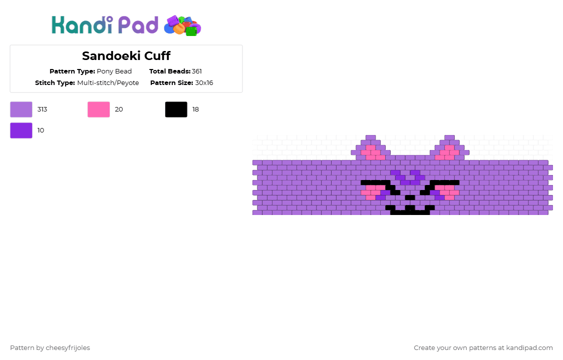 Sandoeki Cuff - Pony Bead Pattern by cheesyfrijoles on Kandi Pad - pink,ateez,aniteez,cuff,ateez cuff,aniteez cuff,sandoeki cuff,sandoeki