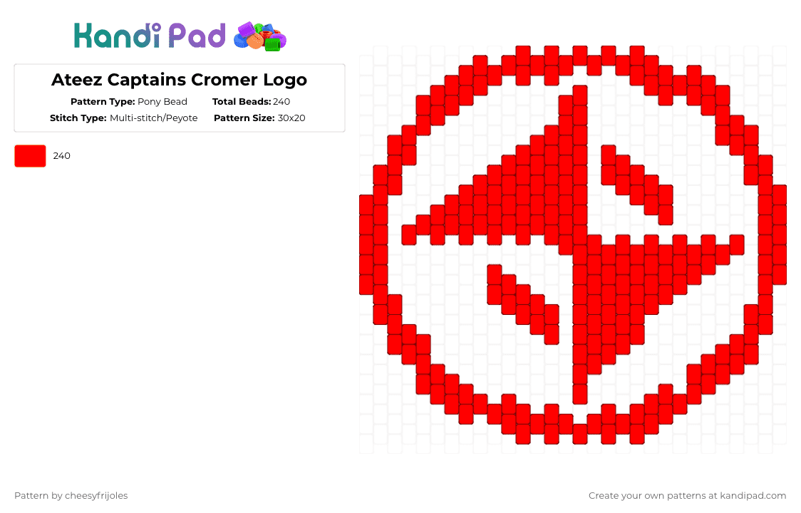 Ateez Captains Cromer Logo - Pony Bead Pattern by cheesyfrijoles on Kandi Pad - red
