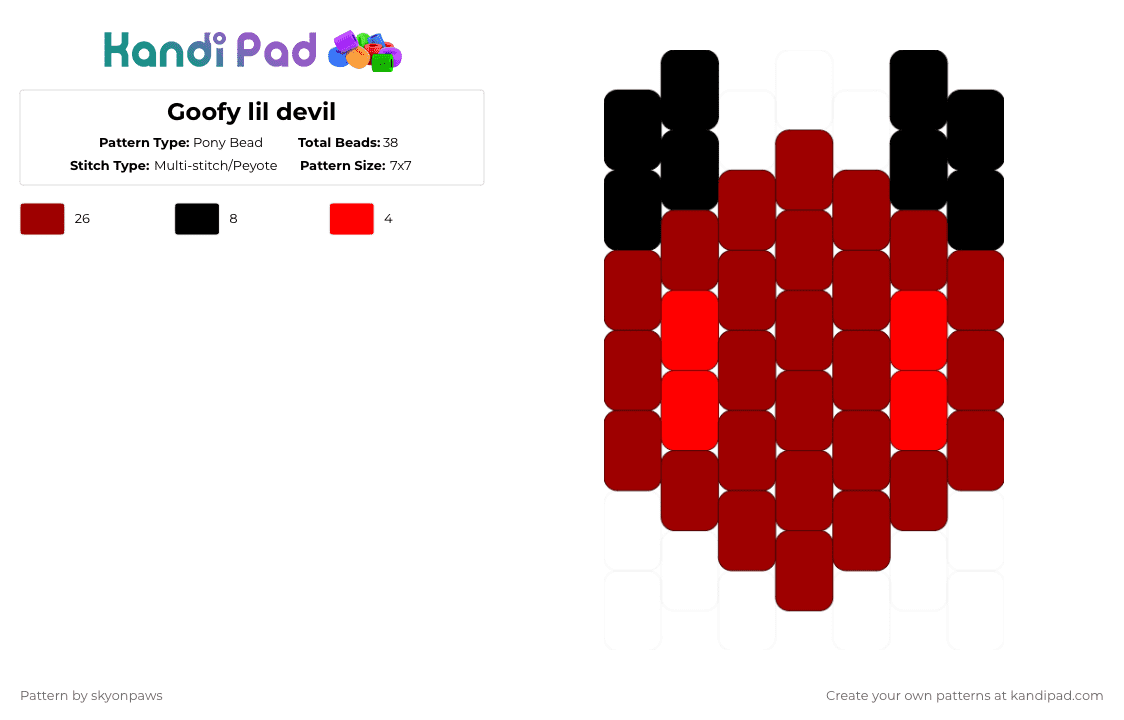 Goofy lil devil - Pony Bead Pattern by deleted_user_620536 on Kandi Pad - red