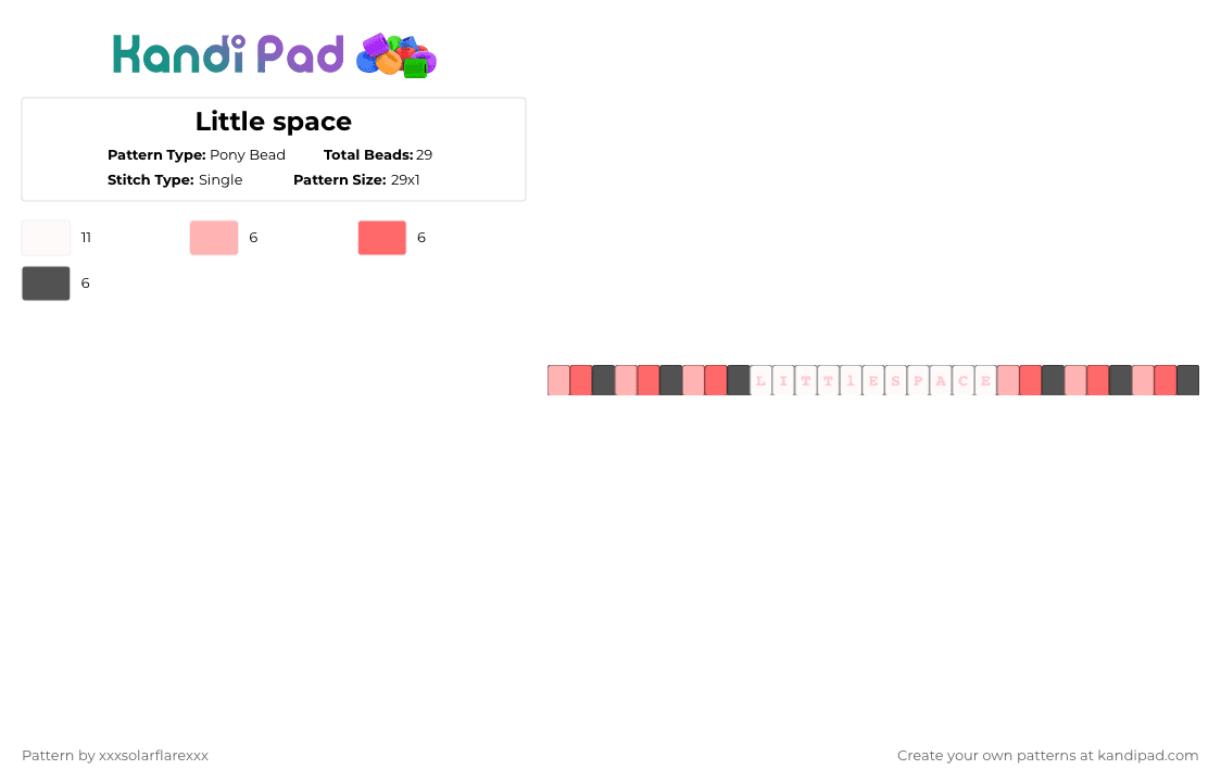 Little space - Pony Bead Pattern by deleted_user_620536 on Kandi Pad - beige,red,gray