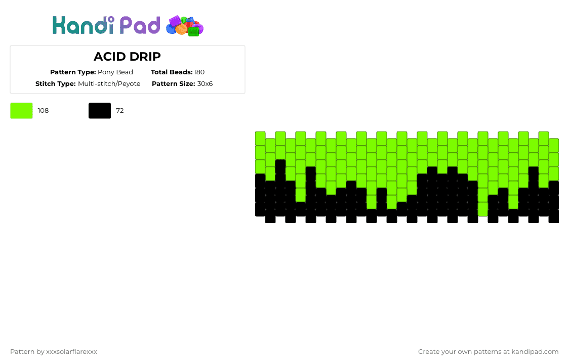 ACID DRIP - Pony Bead Pattern by deleted_user_620536 on Kandi Pad - black, green