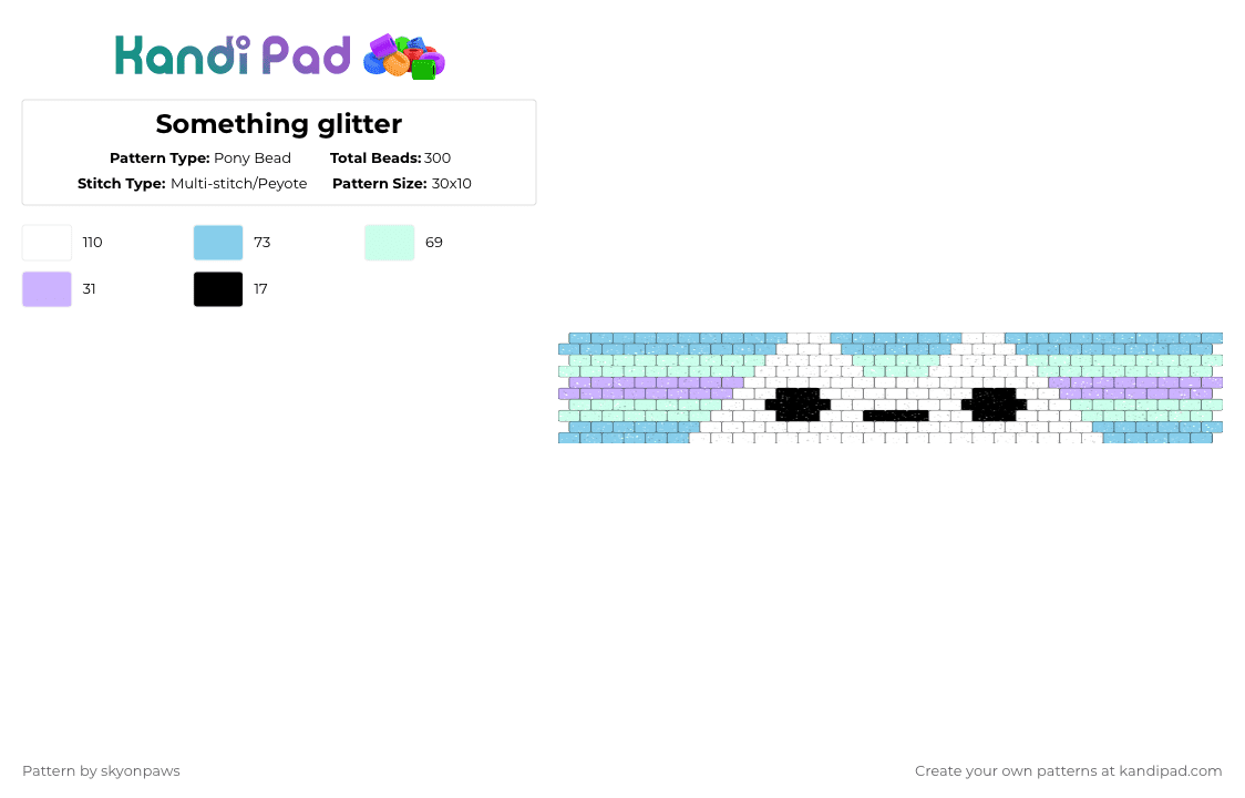 Something glitter - Pony Bead Pattern by deleted_user_620536 on Kandi Pad - cat,cuff,horizontal,stripes,silhouette,glitter,light blue,animal