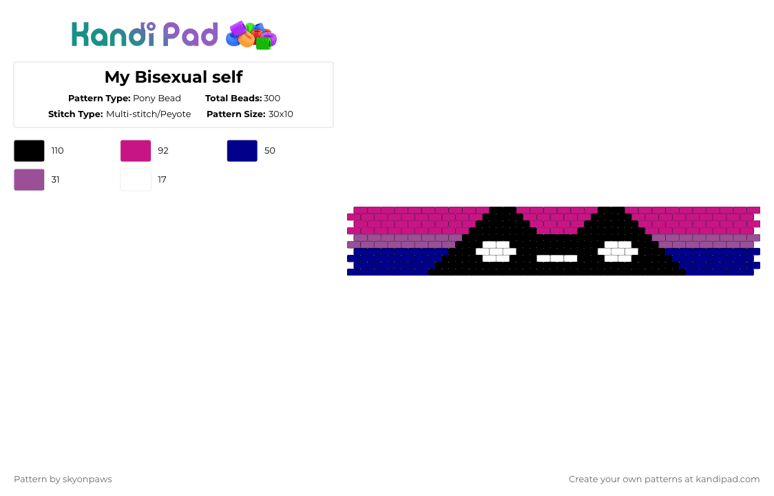 My Bisexual self - Pony Bead Pattern by deleted_user_620536 on Kandi Pad - pink,purple