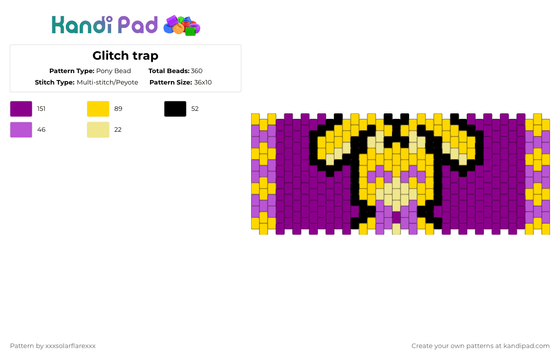 Glitch trap - Pony Bead Pattern by deleted_user_620536 on Kandi Pad - yellow,pink