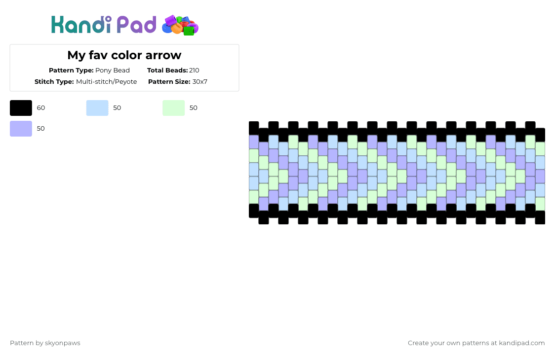 My fav color arrow - Pony Bead Pattern by deleted_user_620536 on Kandi Pad - light blue,pink