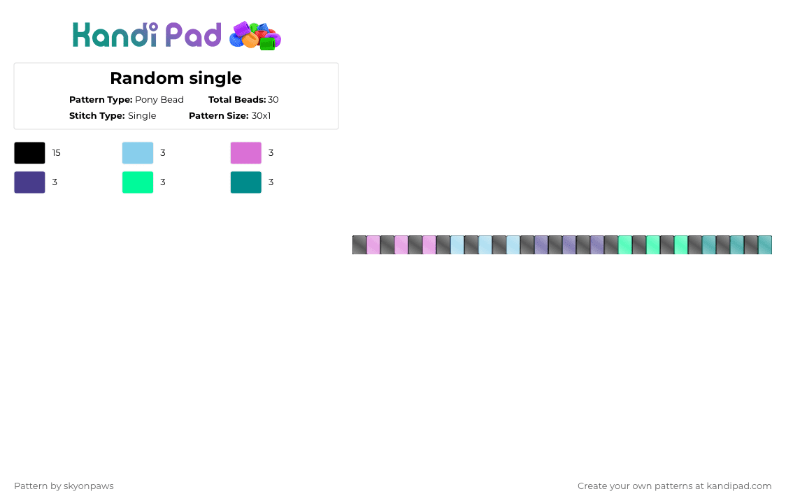 Random single - Pony Bead Pattern by deleted_user_620536 on Kandi Pad - black,teal