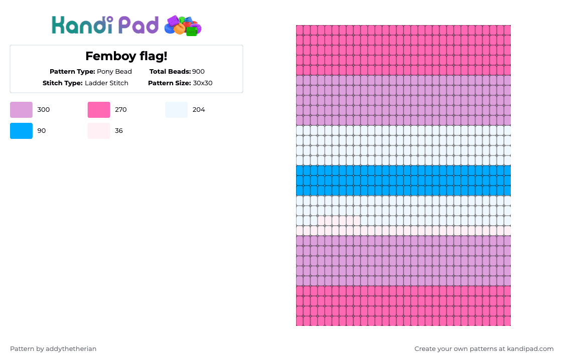 Femboy flag! - Pony Bead Pattern by addythetherian on Kandi Pad - pink,femboy,requested,flag,pride