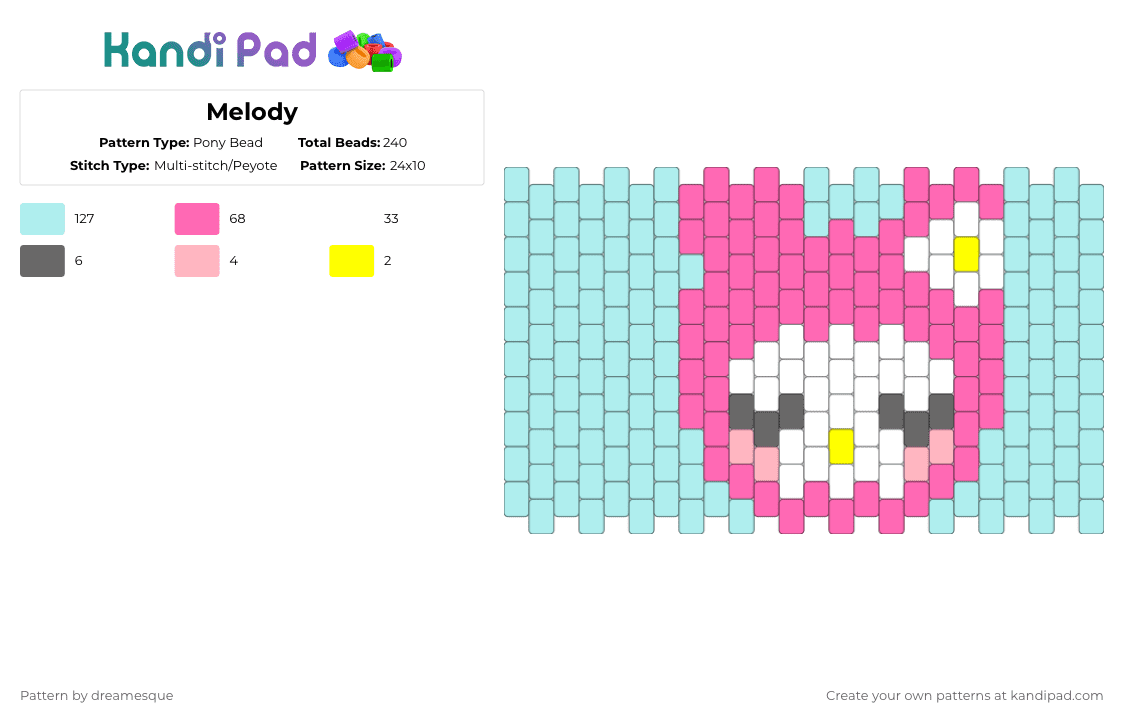 Melody - Pony Bead Pattern by dreamesque on Kandi Pad - light blue,pink