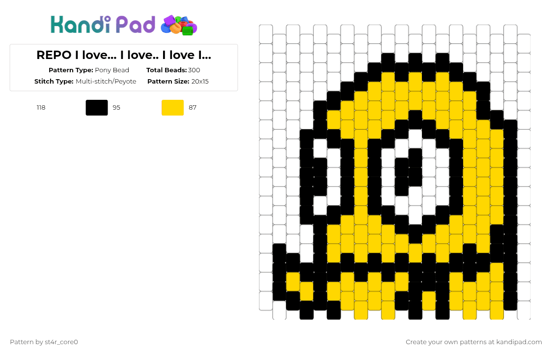 REPO I love... I love.. I love I love I love!! - Pony Bead Pattern by st4r_core0 on Kandi Pad - white,yellow