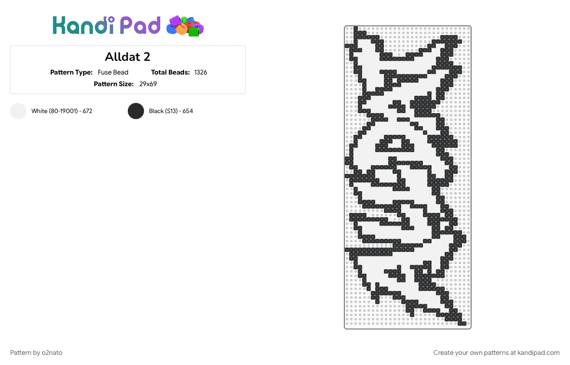 Alldat 2 - Fuse Bead Pattern by o2nato on Kandi Pad - black, white