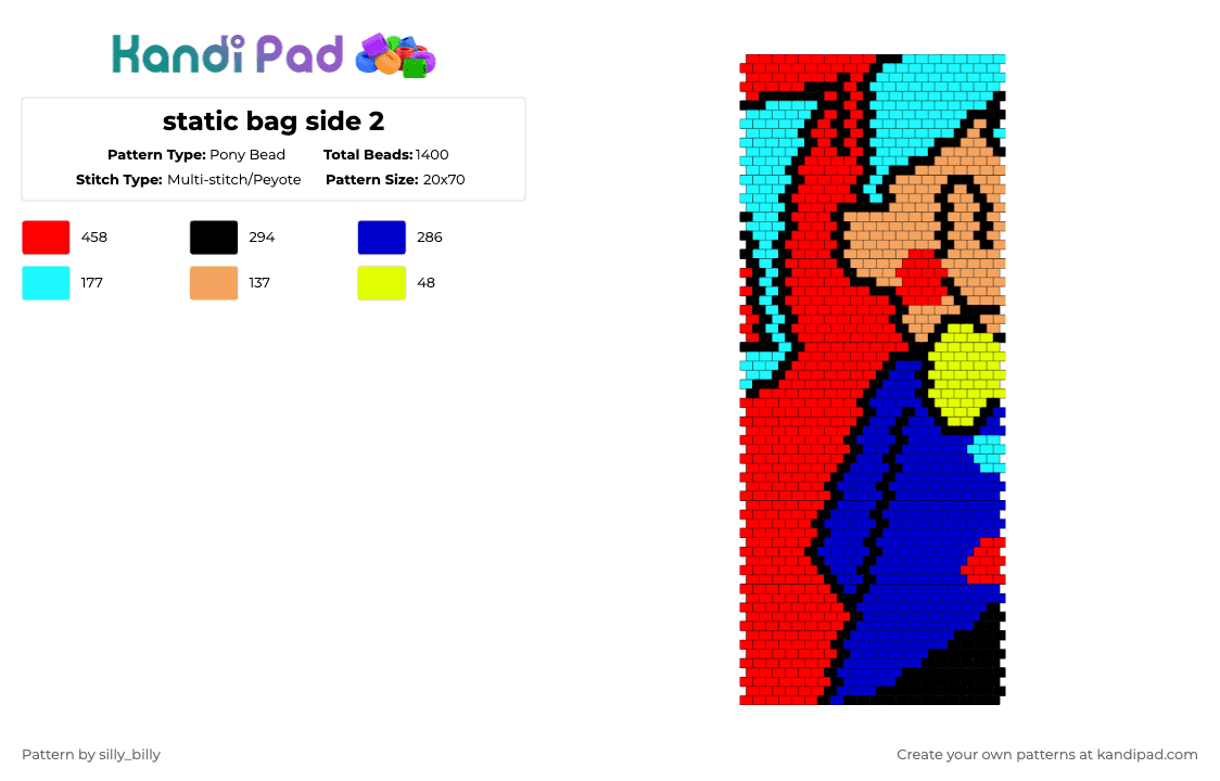 static bag side 2 - Pony Bead Pattern by kade_x3 on Kandi Pad - purple,red,static,miku,nostalgia