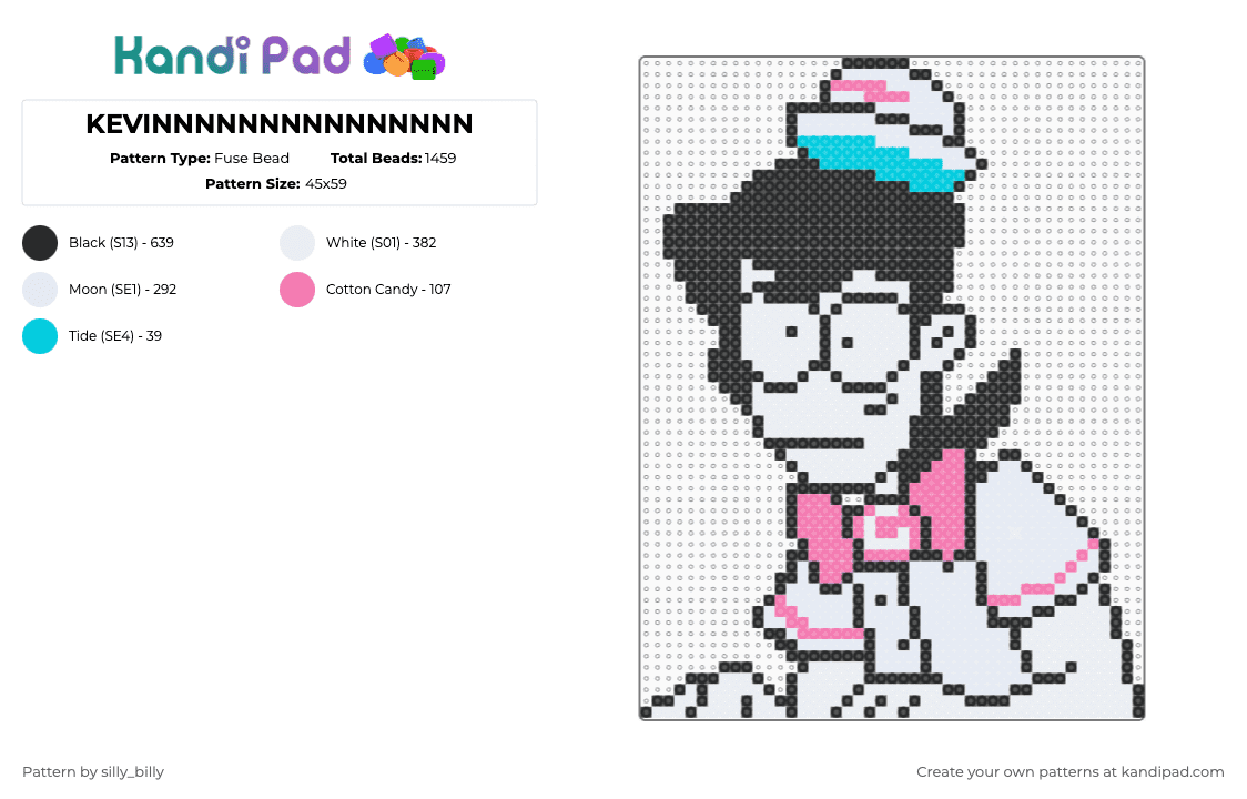 KEVINNNNNNNNNNNNNNN - Fuse Bead Pattern by kade_x3 on Kandi Pad - white,pink,light blue,spooky month,silly