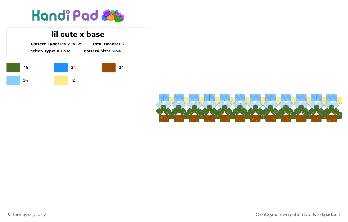 lil cute x base - Pony Bead Pattern by kade_x3 on Kandi Pad - light blue,gold