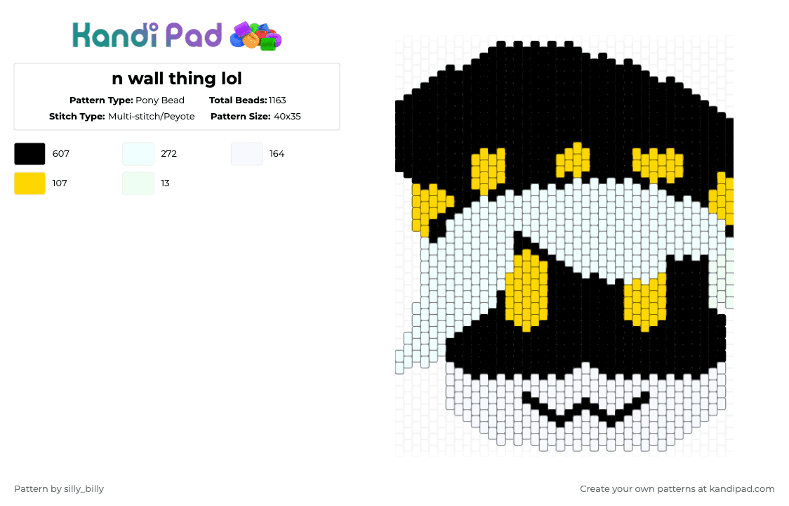 n wall thing lol - Pony Bead Pattern by kade_x3 on Kandi Pad - white,murder drones,n murder drones,silly