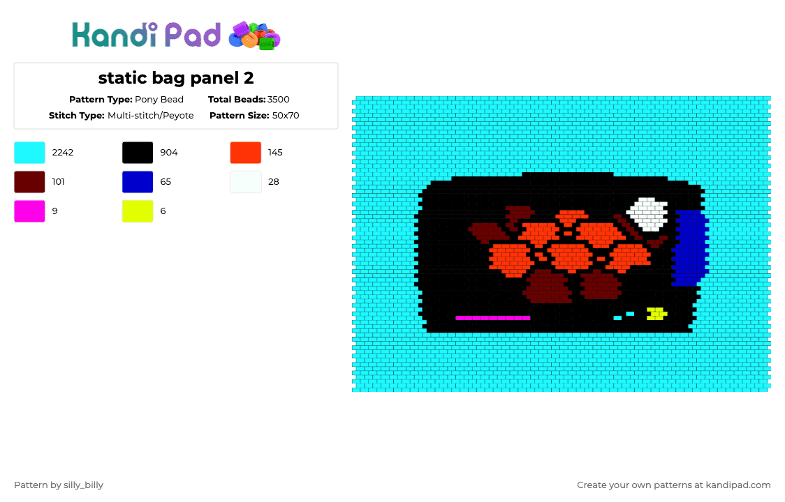 static bag panel 2 - Pony Bead Pattern by kade_x3 on Kandi Pad - light blue,hatsune,miku,vocaloid,static,thisishowitshouldbe,nostalgia