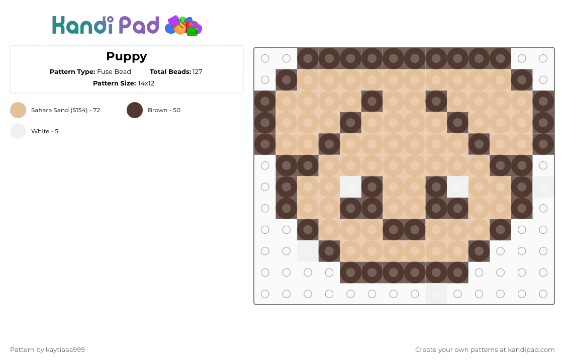 Puppy - Fuse Bead Pattern by kaytiaaa999 on Kandi Pad - brown,beige