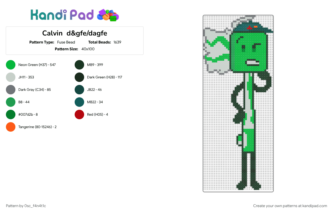 Calvin  d&gfe/dagfe - Fuse Bead Pattern by 0sc_f4n4t1c on Kandi Pad - 