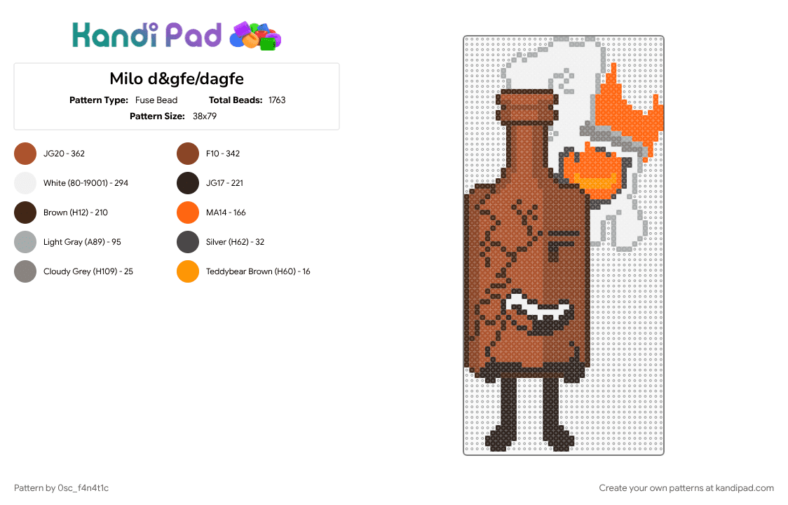 Milo d&gfe/dagfe - Fuse Bead Pattern by 0sc_f4n4t1c on Kandi Pad - brown, dagfe, drugs and guns for everyone, milo dagfe, object show, osc, red, uhh, underrated, yeah
