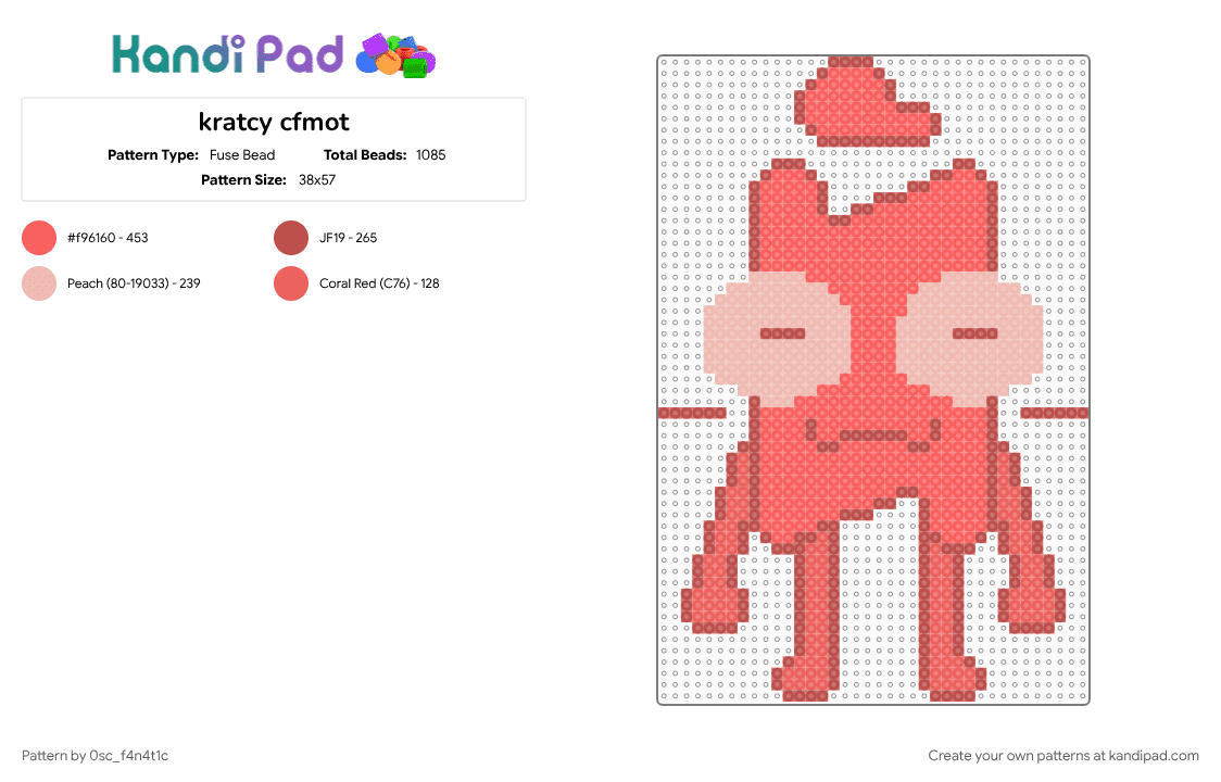 kratcy cfmot - Fuse Bead Pattern by 0sc_f4n4t1c on Kandi Pad - cfmot, kratcy, object shows, objectshow, objectshows, osc, pink, red