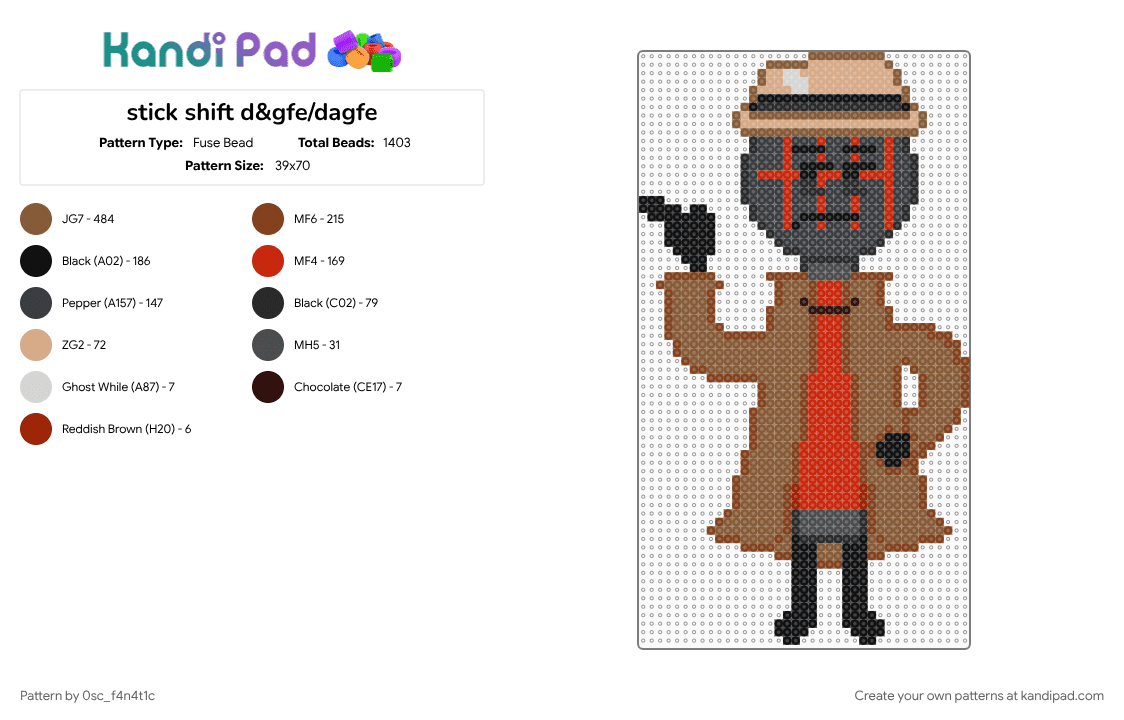 stick shift d&gfe/dagfe - Fuse Bead Pattern by 0sc_f4n4t1c on Kandi Pad - brown, dagfe, drugs and guns for everyone, how do i tag, object show, object shows, osc, stick shift, tan, uhh idk