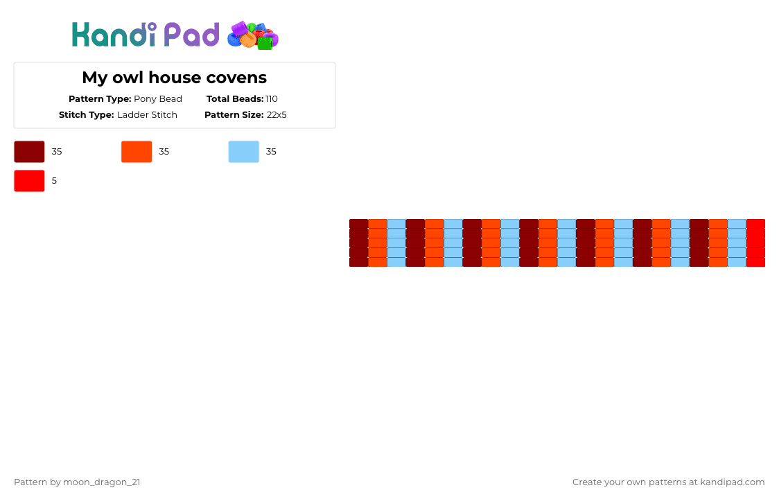 My owl house covens - Pony Bead Pattern by moon_dragon_21 on Kandi Pad - red,light blue,toh,the owl house