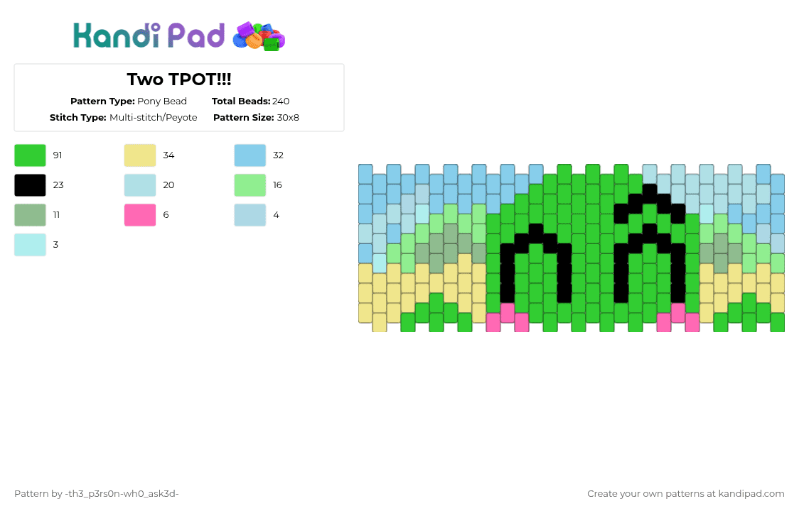 Two TPOT!!! - Pony Bead Pattern by -th3_p3rs0n-wh0_ask3d- on Kandi Pad - 