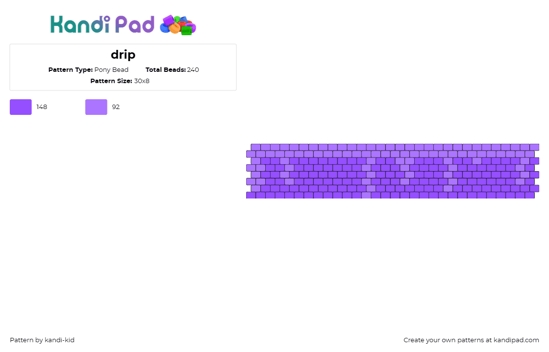 drip - Pony Bead Pattern by kandi-kid on Kandi Pad - drip,cuff,trendy,cool,contemporary,stylish,fashion-forward,purple