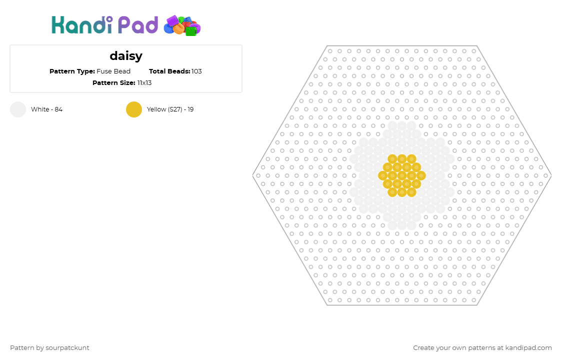 daisy - Fuse Bead Pattern by sourpatckunt on Kandi Pad - white