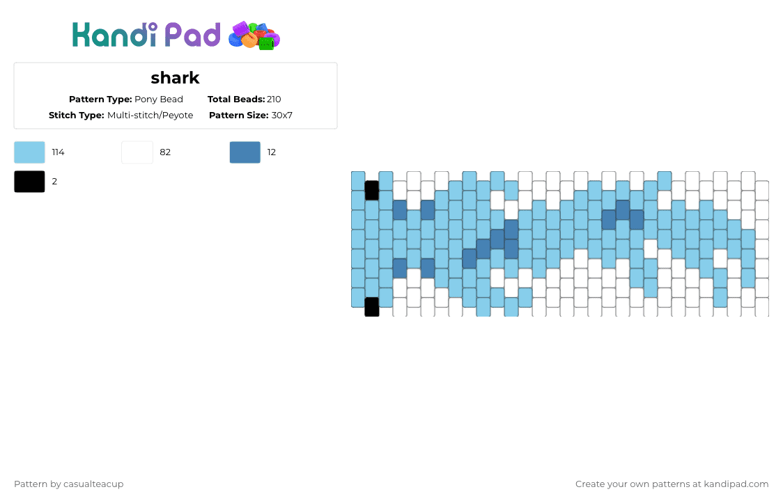 shark - Pony Bead Pattern by casualteacup on Kandi Pad - light blue