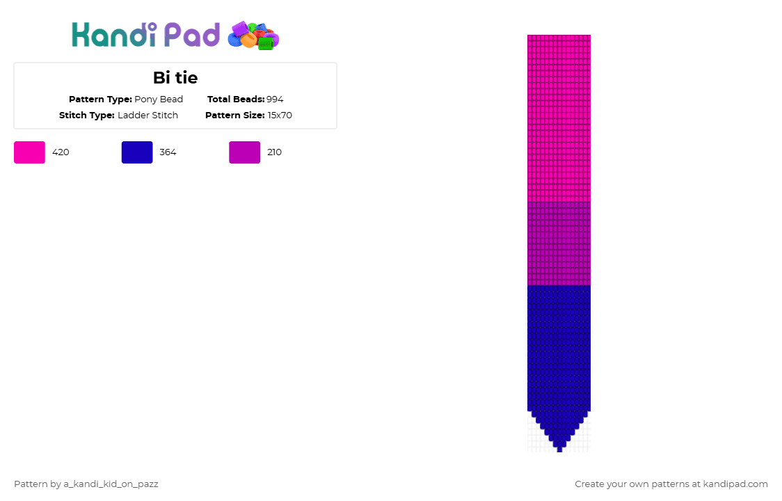 Bi tie - Pony Bead Pattern by a_kandi_kid_on_pazz on Kandi Pad - purple,pink