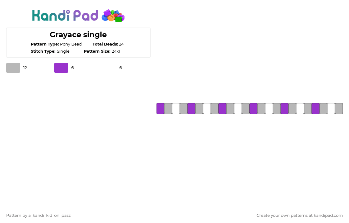 Grayace single - Pony Bead Pattern by a_kandi_kid_on_pazz on Kandi Pad - purple,beige