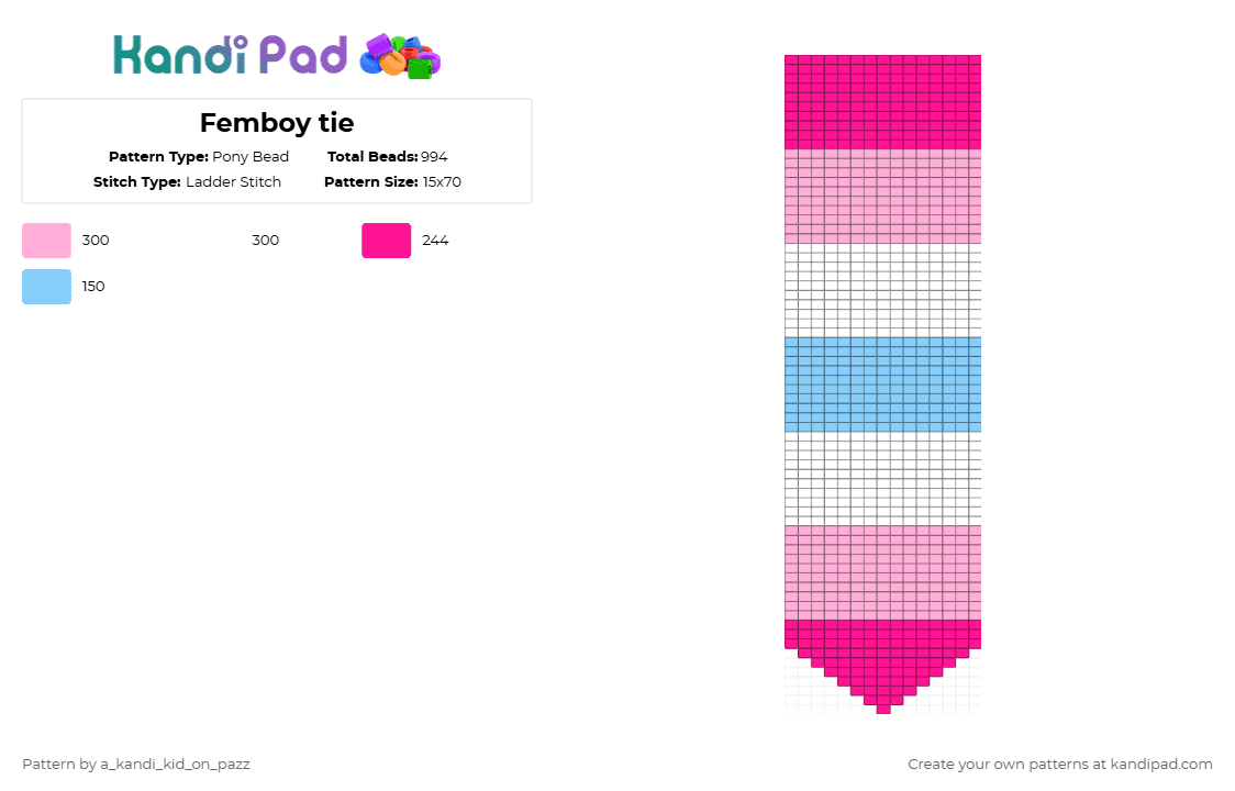 Femboy tie - Pony Bead Pattern by a_kandi_kid_on_pazz on Kandi Pad - pink
