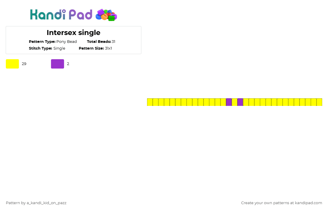 Intersex single - Pony Bead Pattern by a_kandi_kid_on_pazz on Kandi Pad - yellow