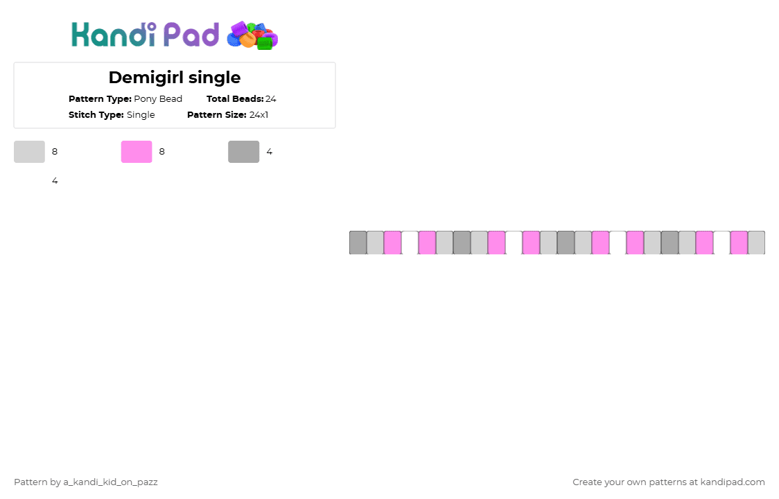 Demigirl single - Pony Bead Pattern by a_kandi_kid_on_pazz on Kandi Pad - beige,pink